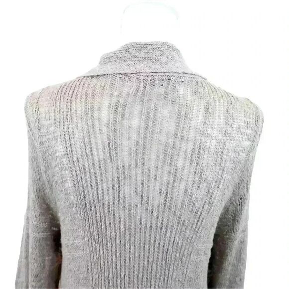 Roxy Gray Slub Knitted Thigh Length Long Cardigan Duster Long Sleeve Size XL - Picture 3 of 6
